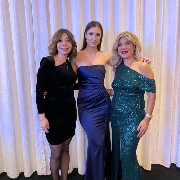 BABYBOO SIZE S NAVY TUBE SILK GOWN - Picture 2 of 2